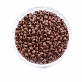 LSNDF Non-Silicone Nano Ring Beads for Hair Extensions, Tinsel and Feather Hair (2.5mm, Light Brown)