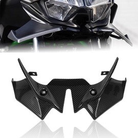CHIFUN Front Spoiler Winglets Replacement for Kawasaki Z650 2020 2021 2022 2023 2024 Motorcycle Downforce Fairing Aerodynamic Beak Nose Cone Extension(Carbon Fiber Style)