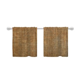 Shrahala Wood Bamboo Rustic Tier Curtains for Kitchen Windows, Weave Wood Pattern Texture Bamboo Seamless Organic Tier Curtains for Window Curtain, Café, Laundry, Bedroom 26X24 inch