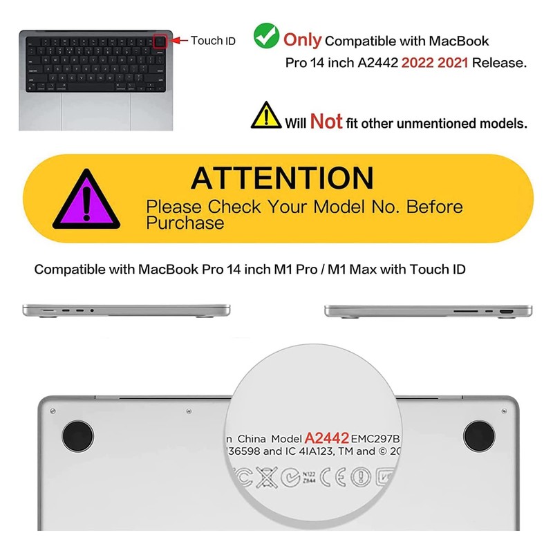 QCzyc Compatible with MacBook Pro 14 inch Case 2021-2024 Release