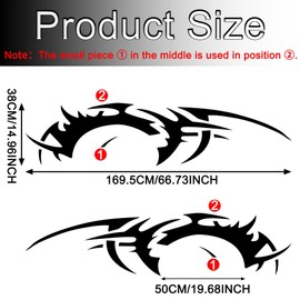 TOMALL 2Pcs 66'' Flame Graphics Stickers Car Body Side Skirt Decals Racing Sport Stripe Decals for Car Universal Vinyl Waterproof Large Decal Decoration for Truck Off-Road Vehicles Accessories (Black)