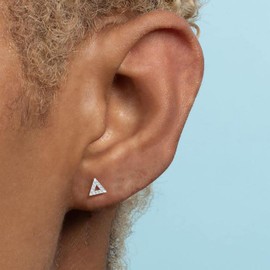 KristLand - Simple Style S925 Sterling Silver Triangle Stud Earring Cubic Zircon Minimalist Dainty Earrings for Women