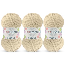 3 Pack Velvet Yarn for Crocheting - Chenille Yarn, 132 Yards Amigurumi Yarn, Fluffy Yarn, Plush Yarn, Baby Blanket Yarn for Crocheting, Size 6