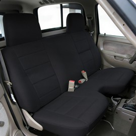 EDIETH Front Bench Seat Cover for Toyota Tacoma 1995-2004 Durable Composite Fabric Enhanced Comfort with Thick Foam Padding Exact Fit for Molded Headrests and Small 2-3 Inch Shifter Cutout - Black