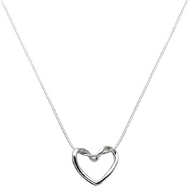 Collar en Forma de Corazón para Mujer, Joyería de Acero Inoxidable Chapado en Oro 18k, Cadena de Corazón Estilo Minimalista, Regalo para Aniversario, Novia y Cumpleaños, Collares para Dama (Plata)