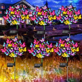 WEITEXS Solar Garden Lights Solar Lights Outdoor Waterproof Solar Lights 6 Pack with New Upgraded 216 LED 102 Butterfly Outdoor Solar Lights for Yard Outside Garden Pathway Decor Gifts for Women