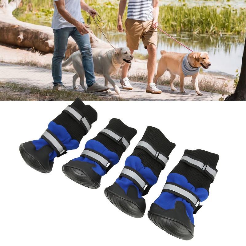 4Pcs Dog Boots Waterproof Pet Booties Reflective Breathable Wearproof High