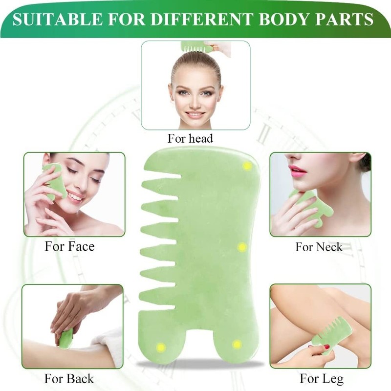 EQLEF Jade Gua Sha Scraping Massage Tool 2 Pcs Natural