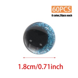 Pine & Linen 60set 18mm 3D Glitter Safety Eyes, Washers Amigurumi Eyes for Crochet Animals and Crafts Gift for DIY Crafts/Crochet Lovers (6 Colors)