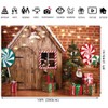 LTLYH 10X8ft Christmas Fabric Photography Backdrop Wooden House Candy Tree