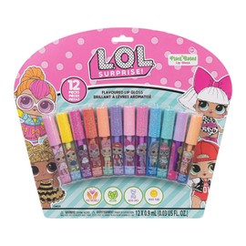Townley Girl L.O.L Surprise 12 Piece Plant Based Lip Gloss, Girls Party Favors, First Makeup Set for Girl, Perfect for Parties, Sleepovers, and Birthday Gifts, Ages 5