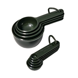 KitchenAid Plastic Measuring Cups and Spoon Set, Set of 9, /4, 1/2, 1/3, and 1 cup sizes, and 1 tbsp, 1/2 tbsp, 1 tsp, 1/2 tsp and 1/4 tsp, Evergreen