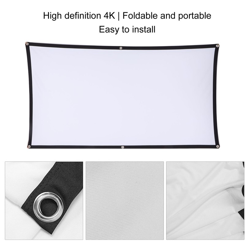 Projector Screen High Definition 4K AntiCrease Foldable Portable Movies Screen