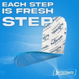 FOOT MATE Actifresh Insoles Shoes - Comfortable Shoe Insoles Sweaty Feet to Cut - Insoles Anti Sweat - Suitable for Adults and Children - 3 Pairs
