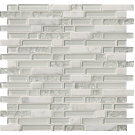 MSI Delano Blanco Blend of Glass and Stone Tile for Kitchen Backsplash, Wall Tile for Bathroom, Accent Wall Tile, and Shower Wall Tile, Mesh-Mounted Mosaic Tile, (14.7 sq. ft.)