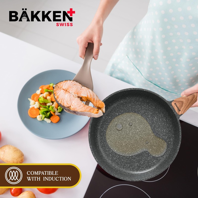 Bakken-Swiss 14-Piece Kitchen Cookware Set – Granite Non-Stick – Eco-Friendly