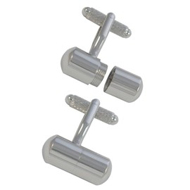 COLLAR AND CUFFS LONDON - PREMIUM Cufflinks WITH PRESENTATION GIFT BOX - Secret Capsule - Brass - Unscrews to Reveal Secret Compartment - Silver Colour