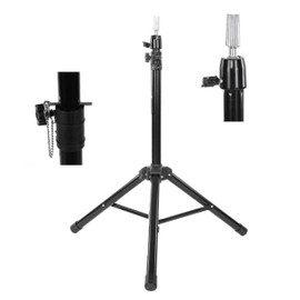 TMX Adjustable Mannequin Wig Canvas Block Head Tripod Stand with Metal Plate (Black)