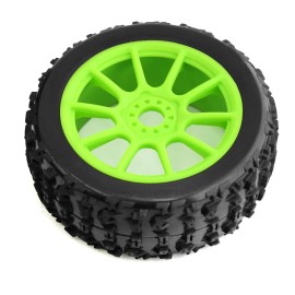 ARRMA 4pcs Front & Rear 17mm Hex TIRES & Wheels for 1/8 Losi 8ight Buggy Green #3