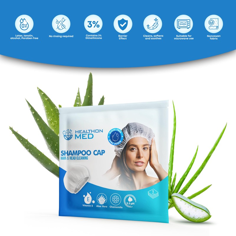 HEALTHONMED Shampoo Cap Rinse Free (Pack of 6)