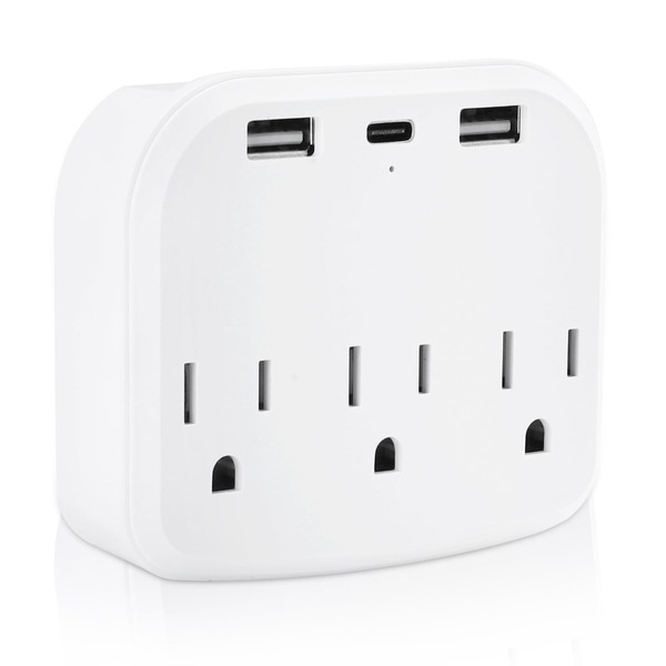 3 Outlet Extender Wall Plug Splitter with 3 AC Outlets