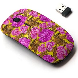 2.4G Wireless Mouse with Cute Pattern Design for All Laptops and Desktops with Nano Receiver - Watercolor Peonies Floral
