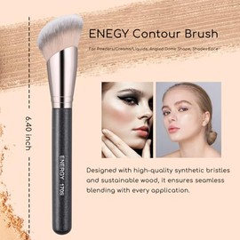 ENERGY-Juego de brochas de maquillaje en ángulo, brochas veganas para base de maquillaje en polvo, bronceador, contorno de nariz, corrector, brocha de maquillaje para crema líquida, fijadores, polvos,