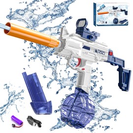 Electric Water Gun, Water Guns for Adults Kids, Automatic Powerful Water Gun Up to 35 FT Long Range & 500CC+60CC Large Capacity, Squirt Gun for Pool,Beach,Outdoor
