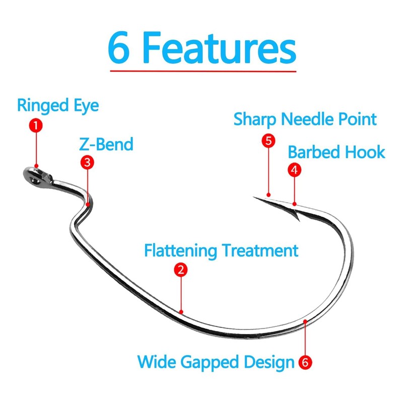 50 pieces offset hooks, offset worm jig hooks, fishing hook