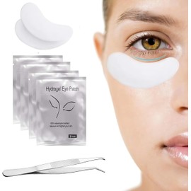 EZONEDEAL 50 Pairs Eyelash Extension Gel Patches Kit, Lash Extension Lint Free Under 100% Natural Hydrogel Eye Mask Pads Beauty Tool with Tweezer