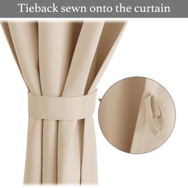 NICETOWN French Blackout Door Curtains Farmhouse Portable Window Cover Self Adhesive Sidelight Curtains 72 inches Long for Living Room/Kitchen, 26" Wide, 1 Piece, Biscotti Beige