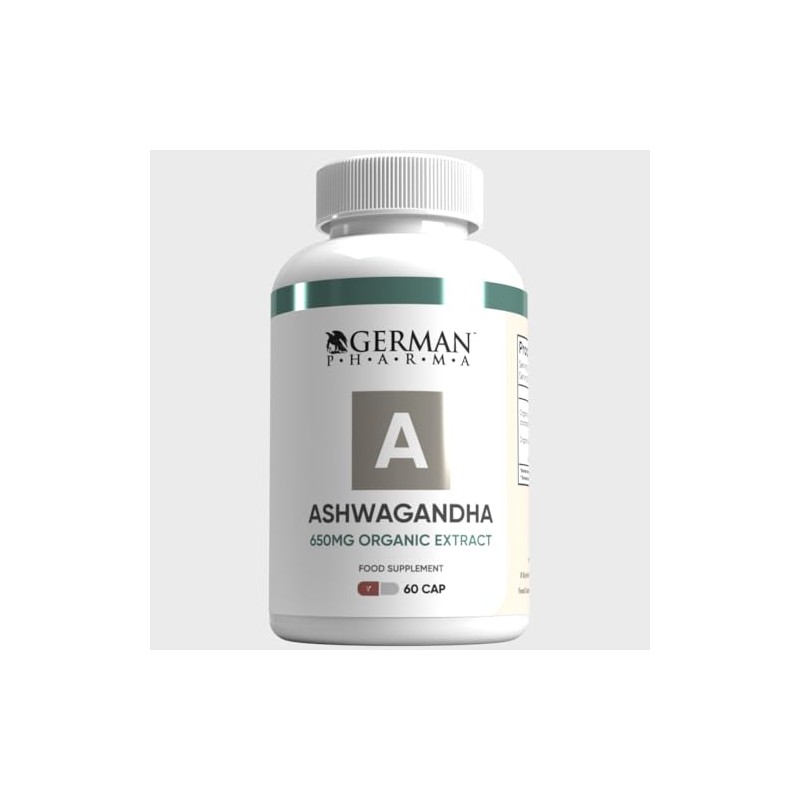 Ashwagandha Organic 650mg | 60 Vegetarian Capsules | 5% Withanolides