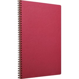 Clairefontaine - Ref 781420C - Age Bag Wirebound Notebook (100 Pages) - A4 Size, Squared Rulings, 90gsm Brushed Vellum Paper, Pocket for Loose Documents - Red Cover