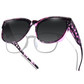 TINHAO Fit Over Sunglasses for Women Trendy Polarized Sunglasses Go Over Glasses Oversized Sun Glasses UV Protection(Purple leopard, Black)