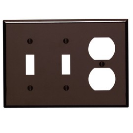 Leviton 3-Gang Wallplate, 2-Toggle 1-Duplex Outlet/Receptacle Combination, Standard Size, Thermoset, 85021, Brown