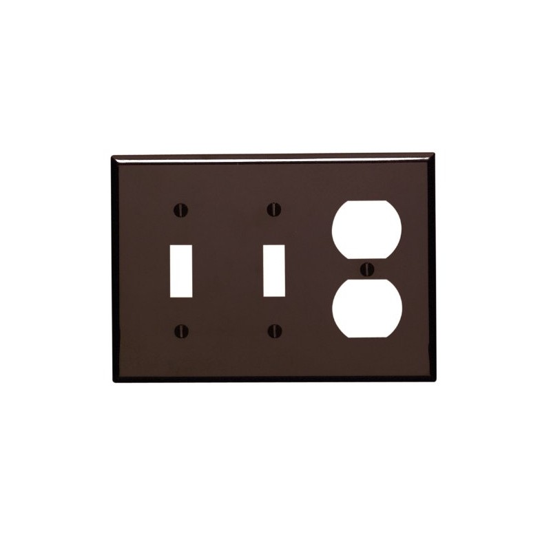 Leviton 3-Gang Wallplate, 2-Toggle 1-Duplex Outlet/Receptacle Combination, Standard Size, Thermoset,