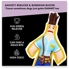 Dammit Doll Dammit Dog - Postal Carrier - Squeaky Dog and Puppy Toy from Plush, Interactive Novelty Toy - Reduces Stress, Boredom, and Anxiety - Gag Gift
