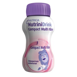 NutriniDrink Compact Multi Fibre 4 x 125 ml Strawberry I with Fibre Blend MF6 I Especially for Children with Volume Problems I Gluten Free & Low Lactose I For Children After 1 Year of Life