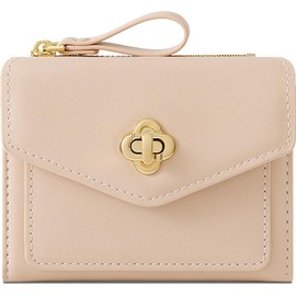 Farcauo Purse for Women Ladies Cat Small Wallet with ID Slot and Card Sleeves, #K Pink Minimalist Floral Wallet for Women, Classic