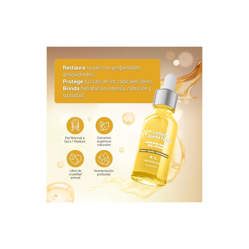 She is skincare Sérum Facial Nutritivo Camelia 6 extractos orgánicos,