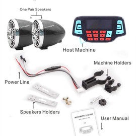 UTV ATV Bluetooth Amplifier Sound System Hand-Free Speakers FM USB Audio 3 Inch Speakers 12V Motorcycle Waterproof FM Radio Stereo Speaker (Black Skull Speaker)