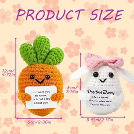 KSVFTB 2 Pcs Positive Gifts, Emotional Support Gift, New Job Gifts for Women, Knitted Emotional Support Rabbit Doll Mini Knitted Potato Bunny for Kids Adult Friends Family Easter Day Birthday