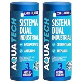 2 Pack Sistema Dual Antisarro y Desinfectante para Cisterna Industrial 2,500 a 10,000 L. 3 Meses. Descalcificador y desinfectante de agua. Cartucho para Cisternas y Depósitos Industriales.