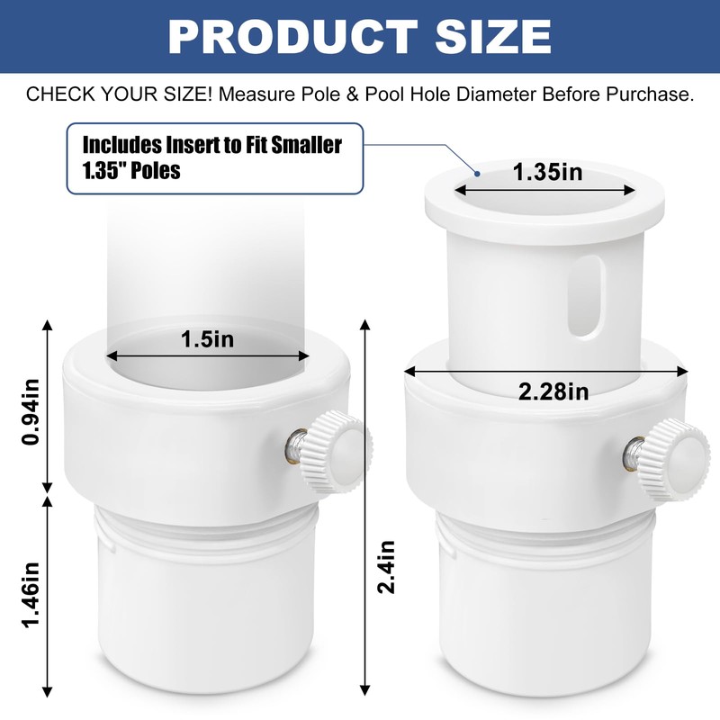 lodfGL Pool Umbrella Pole Stabilizer Sleeve Adapter - Fit 1.5"