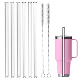 Straws for YETI 42oz Tumbler Straw Mug Clear Drinking Straws for YETI Tritan Straws 6pcs Straws with 2 Brushes