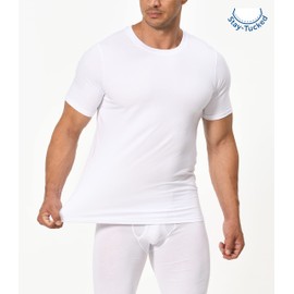 Comfneat Men's 3-Pack Stretch Undershirts Long Back Hem T-Shirts Crew Neck (White 3-Pack, XL)