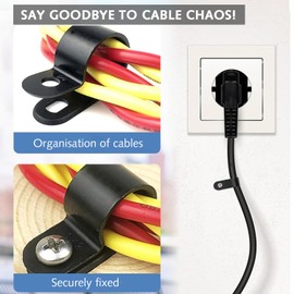 240 Pcs R Type Cable Clips, 5 Sizes P Clips,Cable Nylon Cable Clips Black Cord Holder Plastic Cable Organiser for Electrical Cable Wire Conduit Fixings Wire Clamps Cable Management.