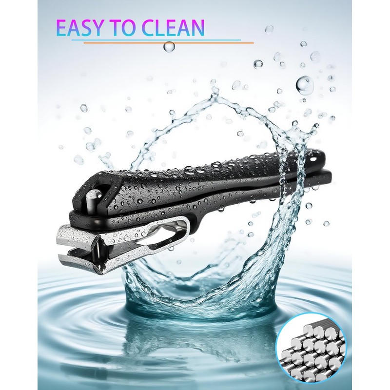 360 Degree Rotating Long Handle Fingernail Clipper (Black)