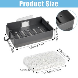 WRENYZK Soap with Hooks for Shower, 2 Piece Soap Dish Wall Mount,Drill-Free, with Drip Tray, Hook and Soap Pad, Soap Dish Holder for Bathroom Kitchen