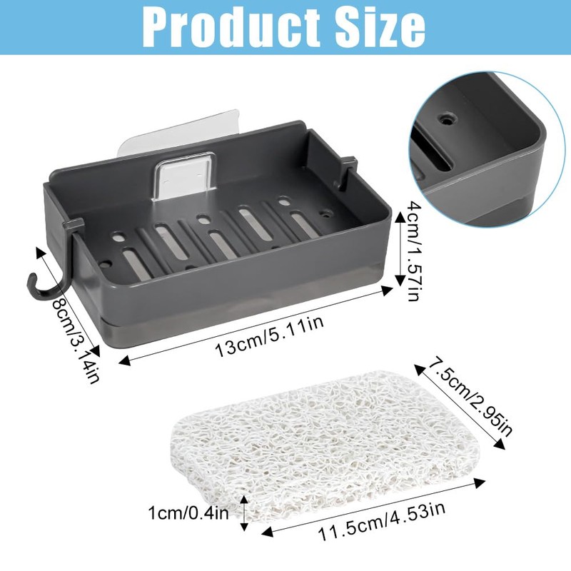 WRENYZK Soap with Hooks for Shower, 2 Piece Soap Dish